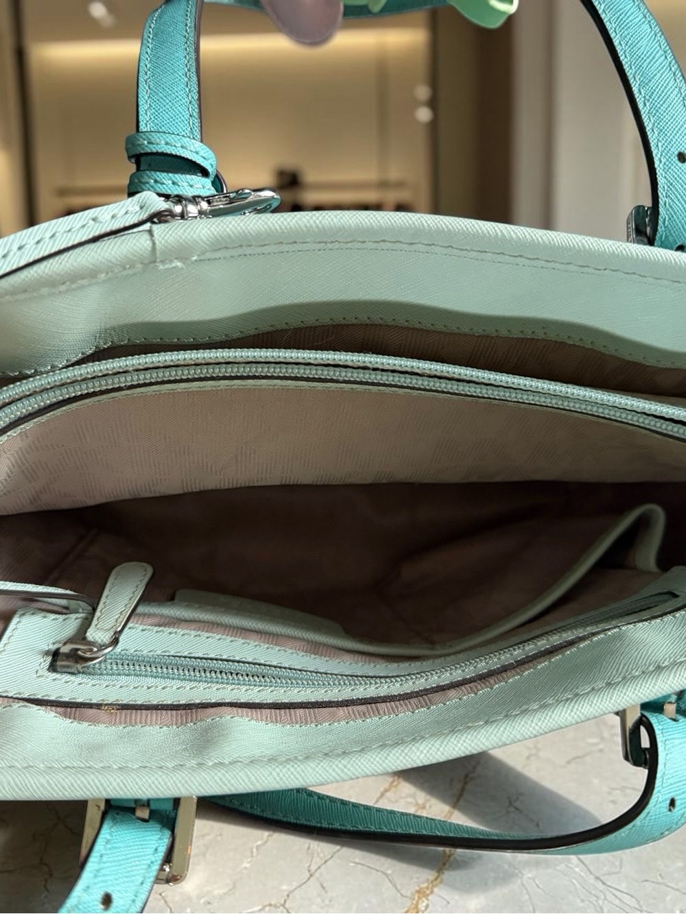 Scandi Girl Michael Kors Tote Bag Pastel Blue Luxury Structured Shoulder Bag - Picture 7 of 10